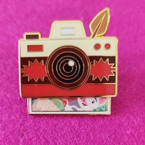 Enamel Camera Pin - Red, Cream, Gold